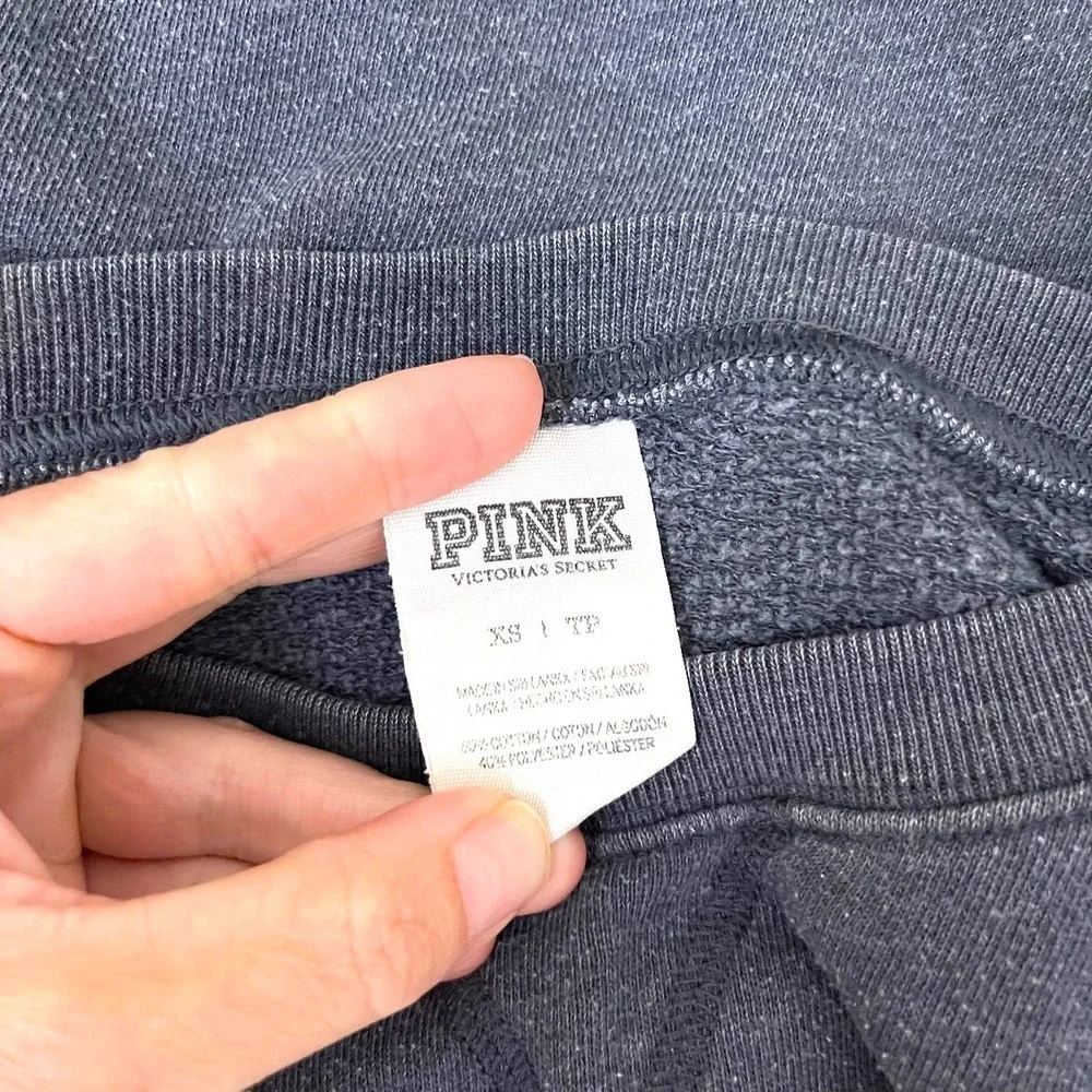 Victoria's Secret Sweatshirt Womens Extra Small Gray Love Pink Crewneck Y2K - Picture 8 of 8